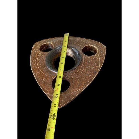 OREGON TOM ROHR ART POTTERY CERAMIC GEAR Large Footed Triangle SCULPTURE SIGNED - Picture 9 of 11
